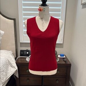 Ann Taylor Red Sleeveless V-Neck Top